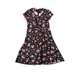 VOODOO VIXEN PIN UP TATTOO ROCKABILLY 50'S CHERRY BLOSSOMSโ FLAIR DRESS XL